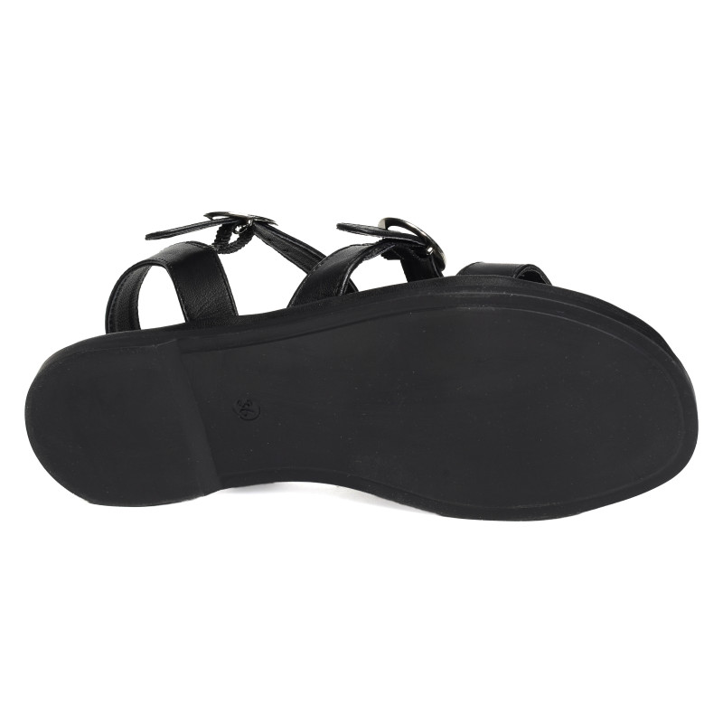 SH3312 Noir, Sandales plates Atelier Tropézien