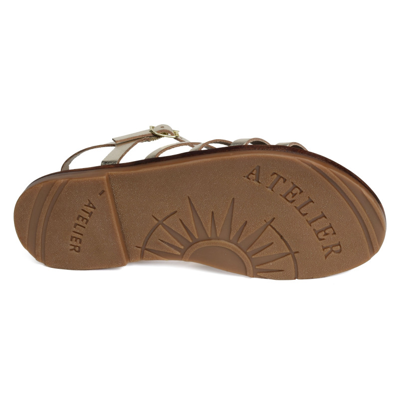 SH3331 Gold, Sandales plates Atelier Tropézien