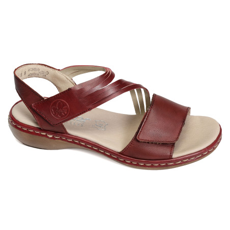65964 Rouge, Sandales plates Rieker