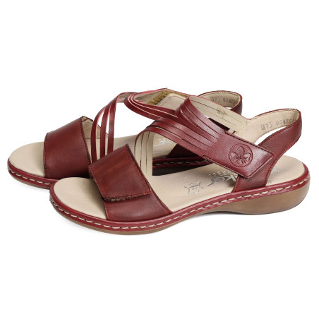 65964 Rouge, Sandales plates Rieker