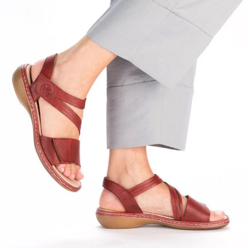 65964 Rouge, Sandales plates Rieker