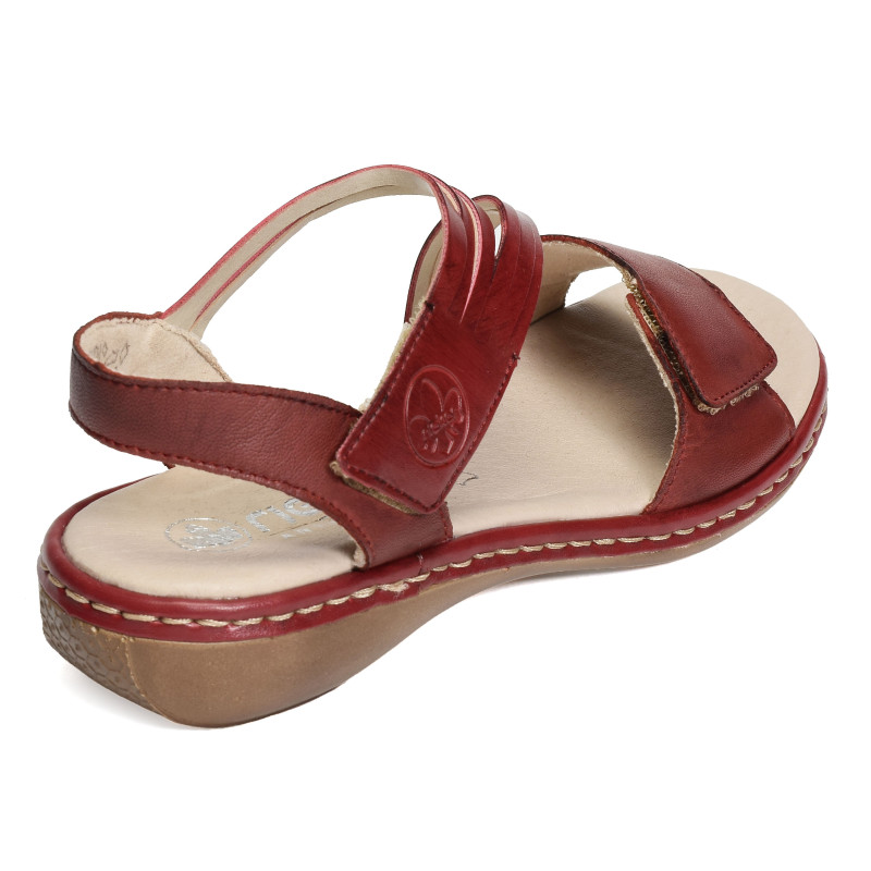 65964 Rouge, Sandales plates Rieker