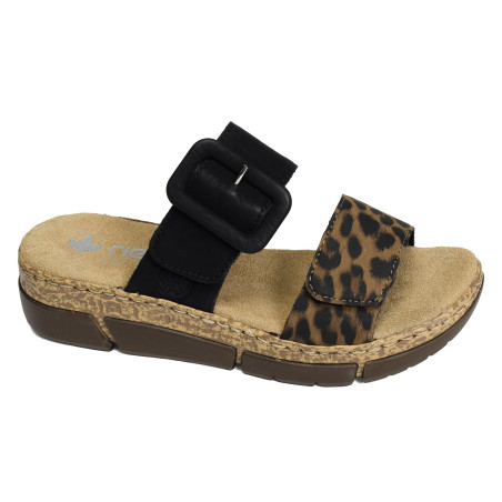 V2392 Noir Léopard, Mules Rieker