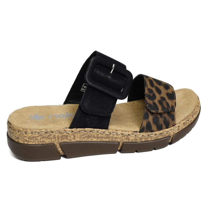 V2392 Noir Léopard, Mules Rieker