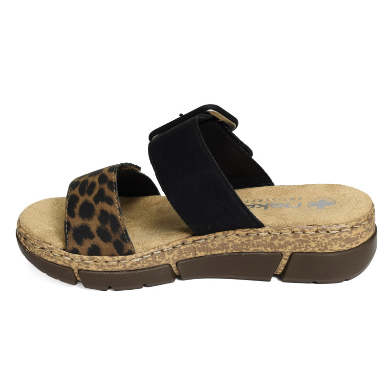 V2392 Noir Léopard, Mules Rieker