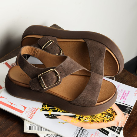 A96064 Chocolat, Nu-Pieds à plateforme Inuovo