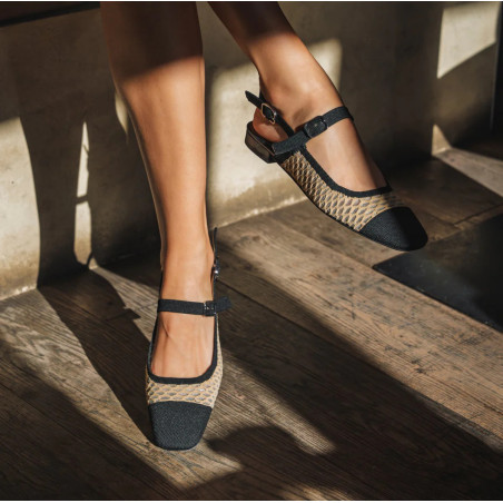 BELLA 75018 Camel Noir, Slingback Miss Elastic