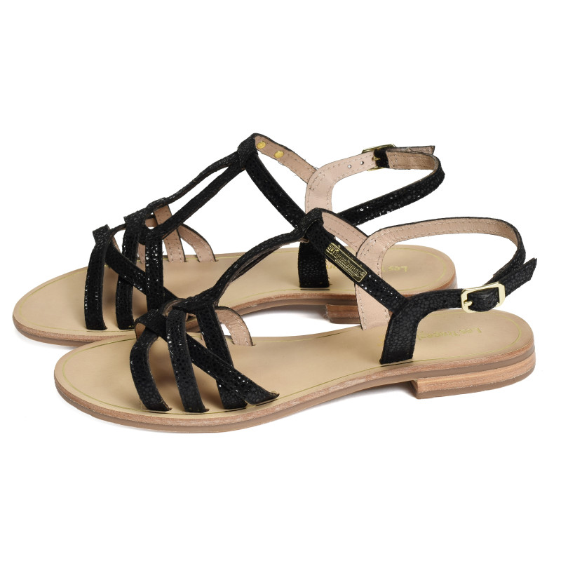 HASTRO Noir, Sandales plates Les Tropéziennes