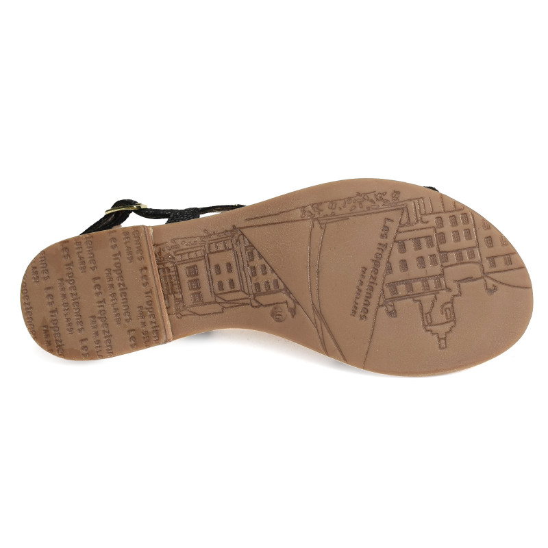 HASTRO Noir, Sandales plates Les Tropéziennes