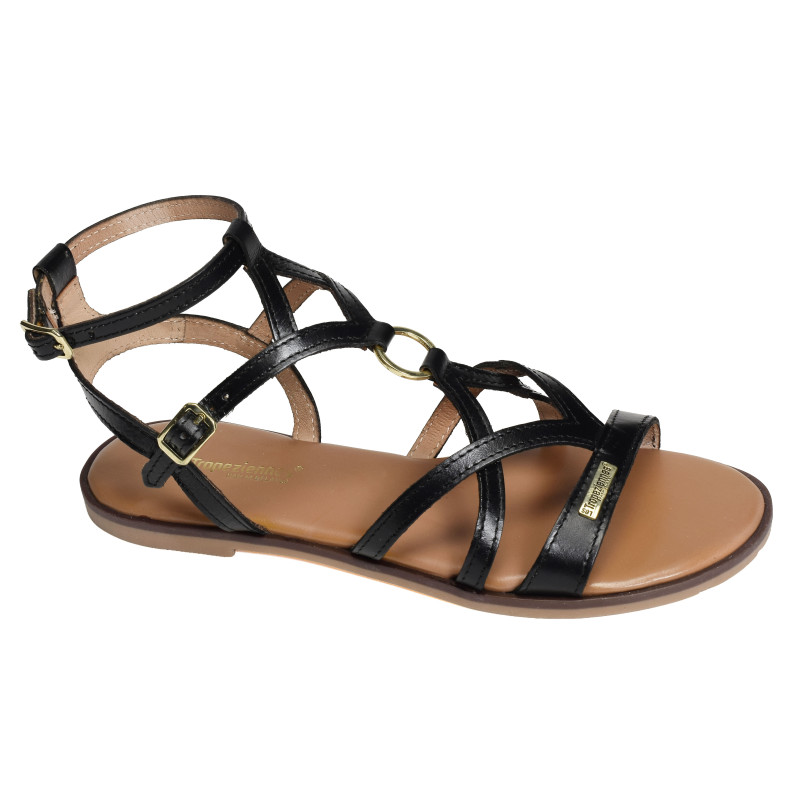 HATOMIK Noir, Sandales plates Les Tropéziennes