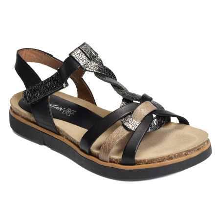 1532 Noir, Sandales plates Xapatan