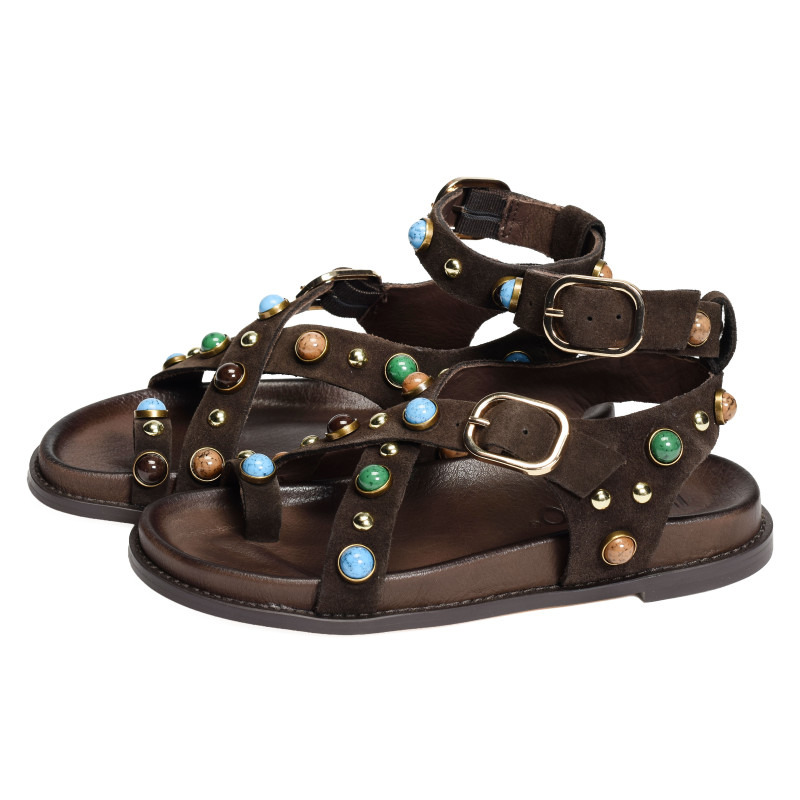 D51003 Chocolat, Sandales plates Inuovo