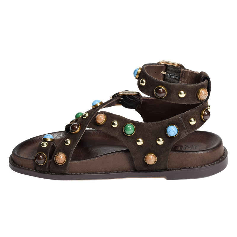 D51003 Chocolat, Sandales plates Inuovo