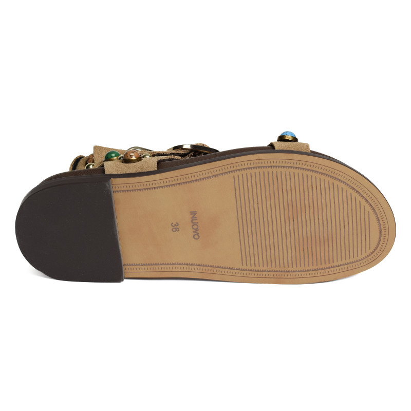 D51003 Tan, Sandales plates Inuovo