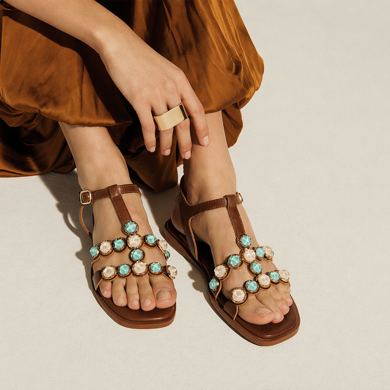 SHEILA 5591 Camel, Sandales plates Alpe