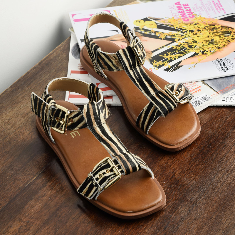 SHEILA 5598 Zèbre, Sandales plates Alpe