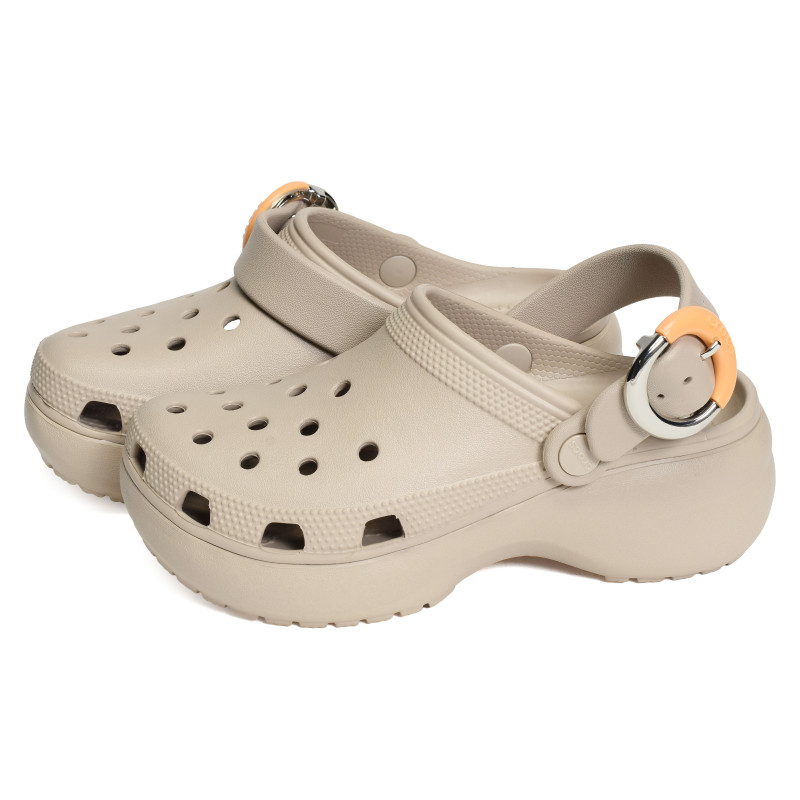 CLASSIC PLATFORM BUCKLE CLOG Taupe, Sabots Crocs