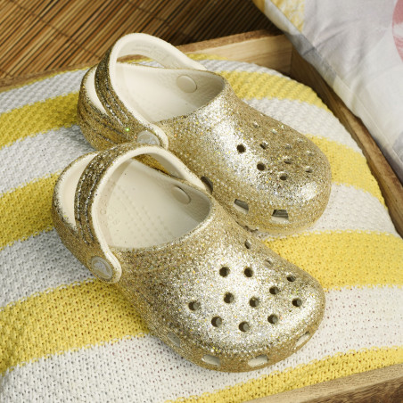 CLASSIC CHUNKY GLITTER CLOG KIDS Sand, Sabots Crocs