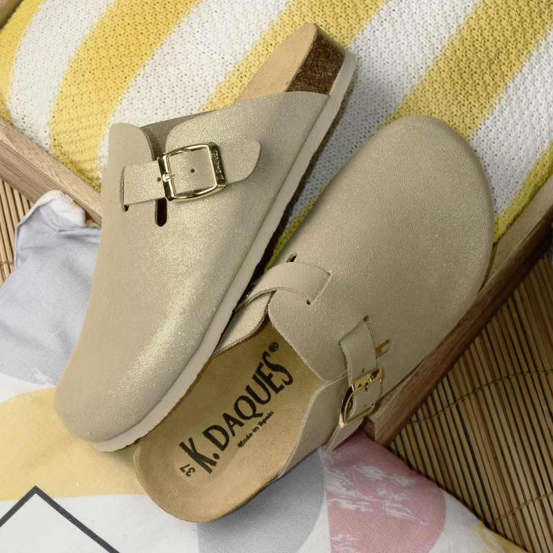 RIBANA Beige Or, Sabots K.Daques