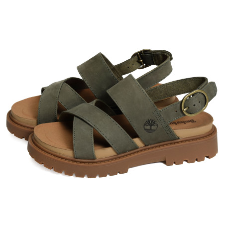 CLAIREMONT WAY BACKSTRAP Kaki, Nu-Pieds à plateforme Timberland