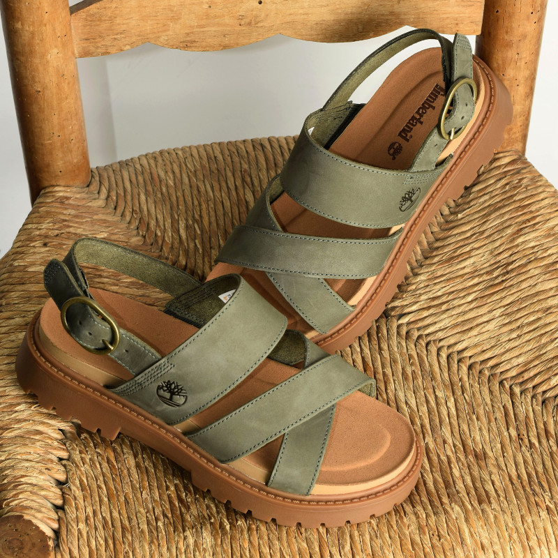 CLAIREMONT WAY BACKSTRAP Kaki, Nu-Pieds à plateforme Timberland