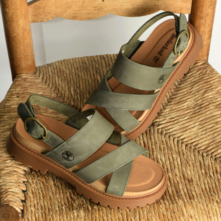 CLAIREMONT WAY BACKSTRAP Kaki, Nu-Pieds à plateforme Timberland