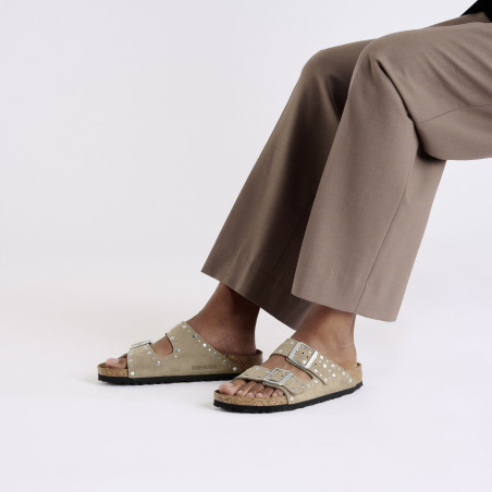ARIZONA RIVET Taupe, Mules Birkenstock