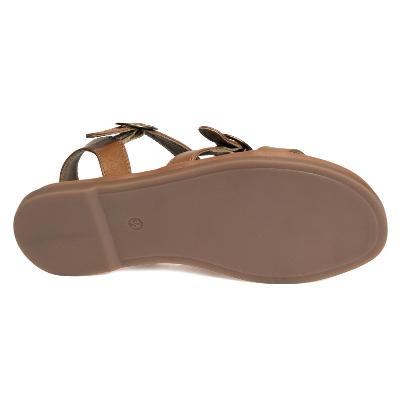 SH3312 Tan, Sandales plates Atelier Tropézien