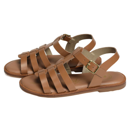 SH3327 Tan, Sandales plates Atelier Tropézien
