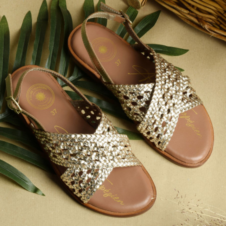SH3336 Gold, Sandales plates Atelier Tropézien