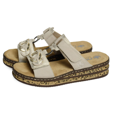 62936 Beige Or, Mules Rieker