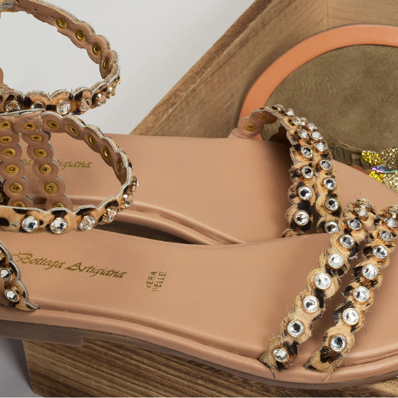 MICHELA 1810 Léopard, Sandales plates Bottega Artigiana