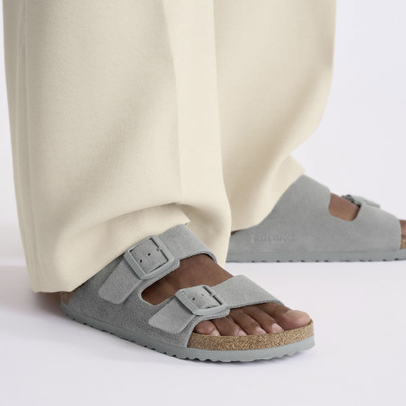 ARIZONA SUEDE Bleu Gris, Mules Birkenstock