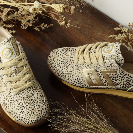 JOGGER FUR POIS Léopard Or, Baskets Mode Back 70