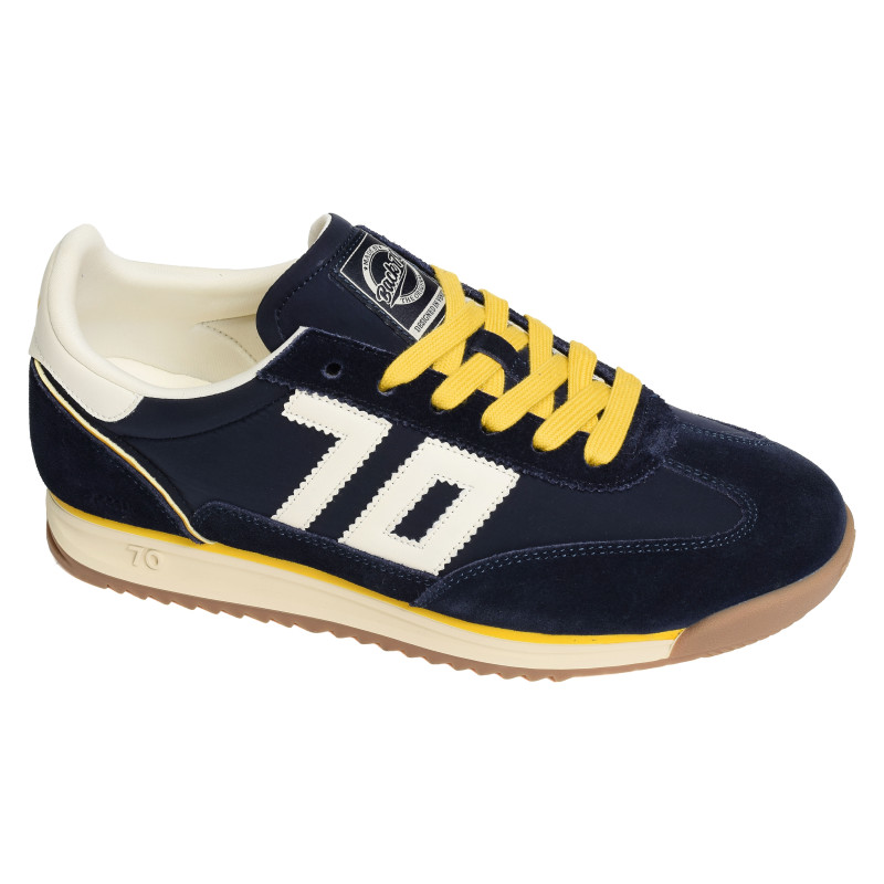 JOGGER SPONGY NYLON MEN Marine Blanc, Baskets running Back 70