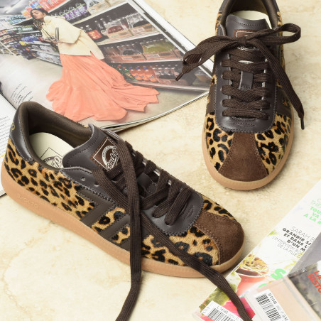 SHELLY FUR Marron Léopard, Baskets Mode Back 70