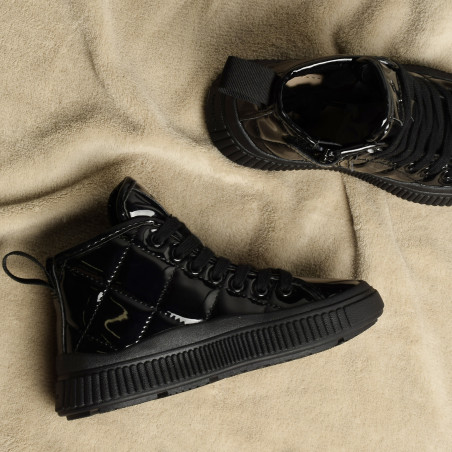 J LAQUINNY F Verni Noir, Baskets montantes Geox
