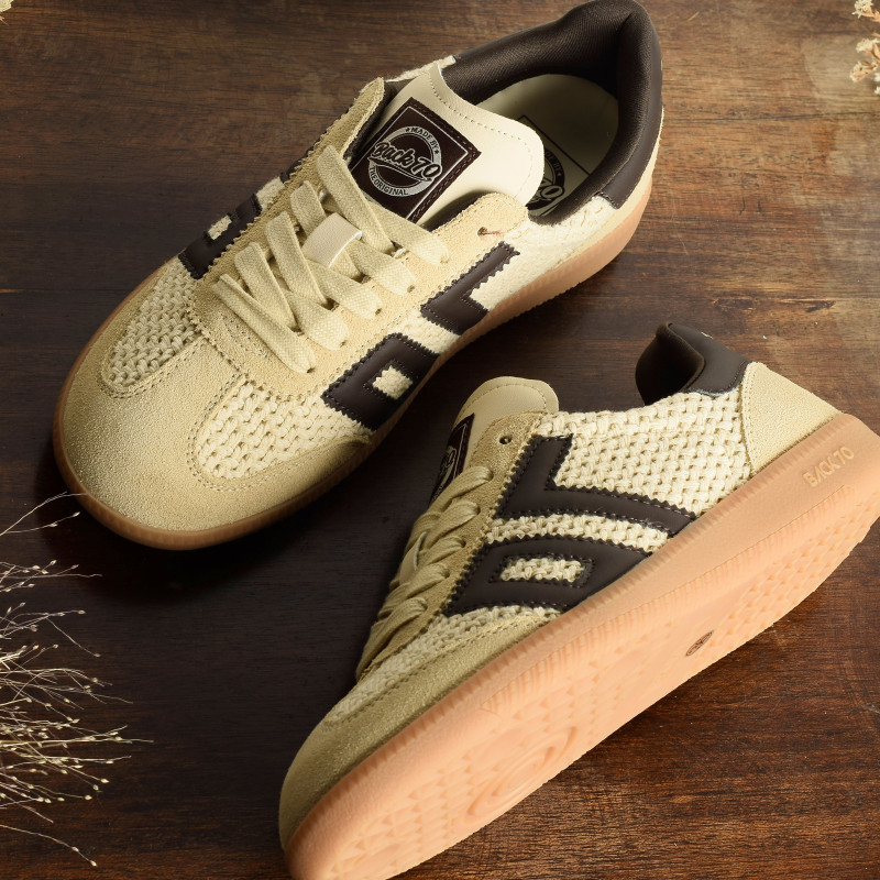 CLOUD WOOL Beige Marron, Sneakers basses Back 70