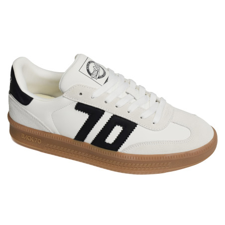 DOUBLE LEATHER Blanc Noir, Baskets Mode Back 70