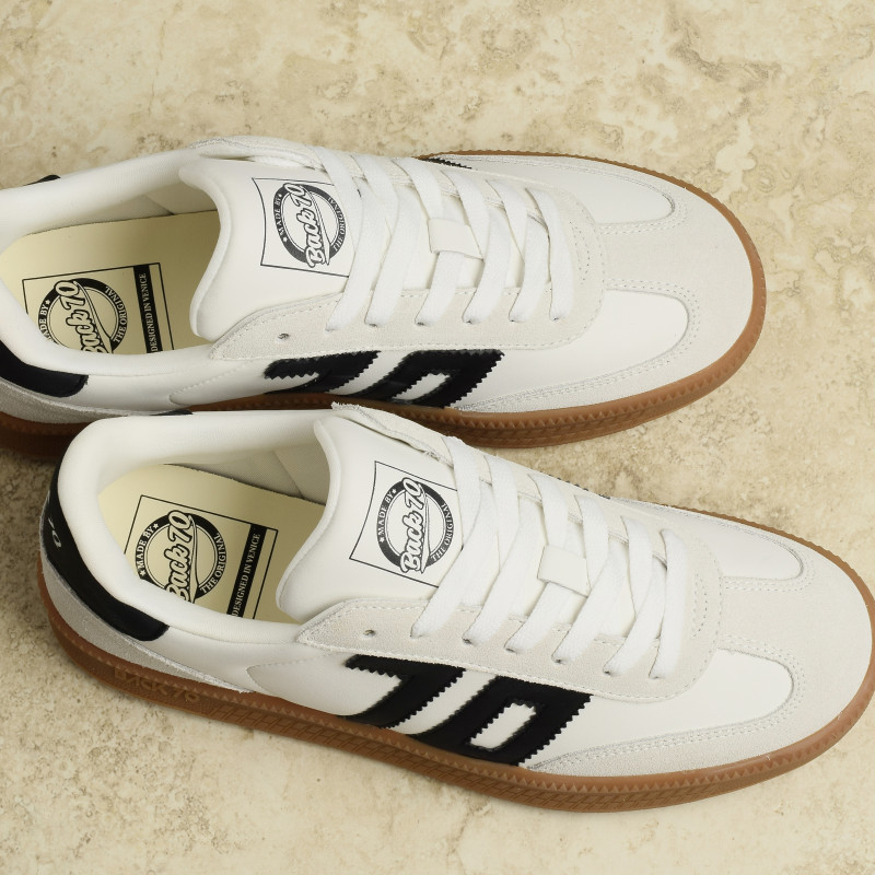 DOUBLE LEATHER Blanc Noir, Baskets Mode Back 70