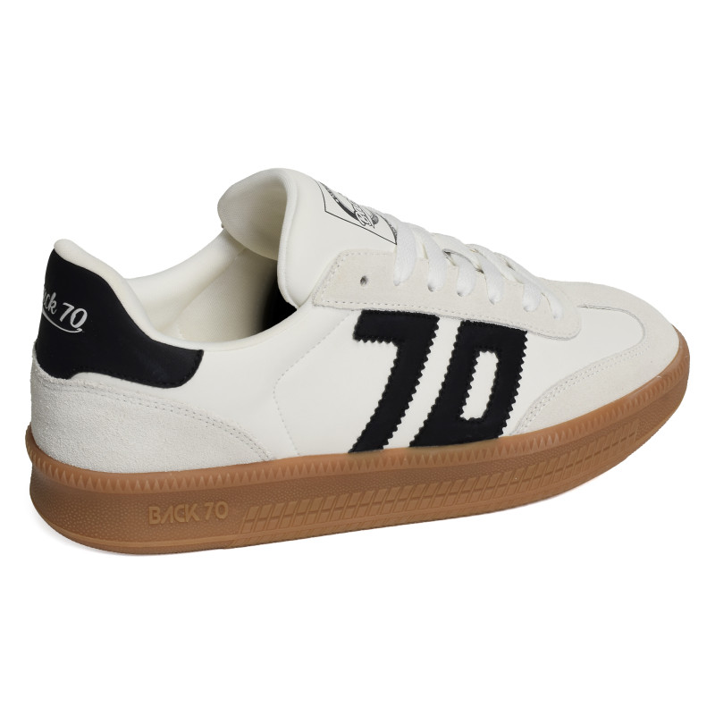 DOUBLE LEATHER Blanc Noir, Baskets Mode Back 70
