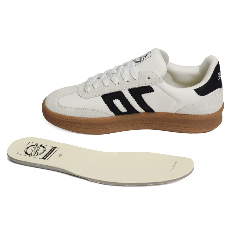 DOUBLE LEATHER Blanc Noir, Baskets Mode Back 70