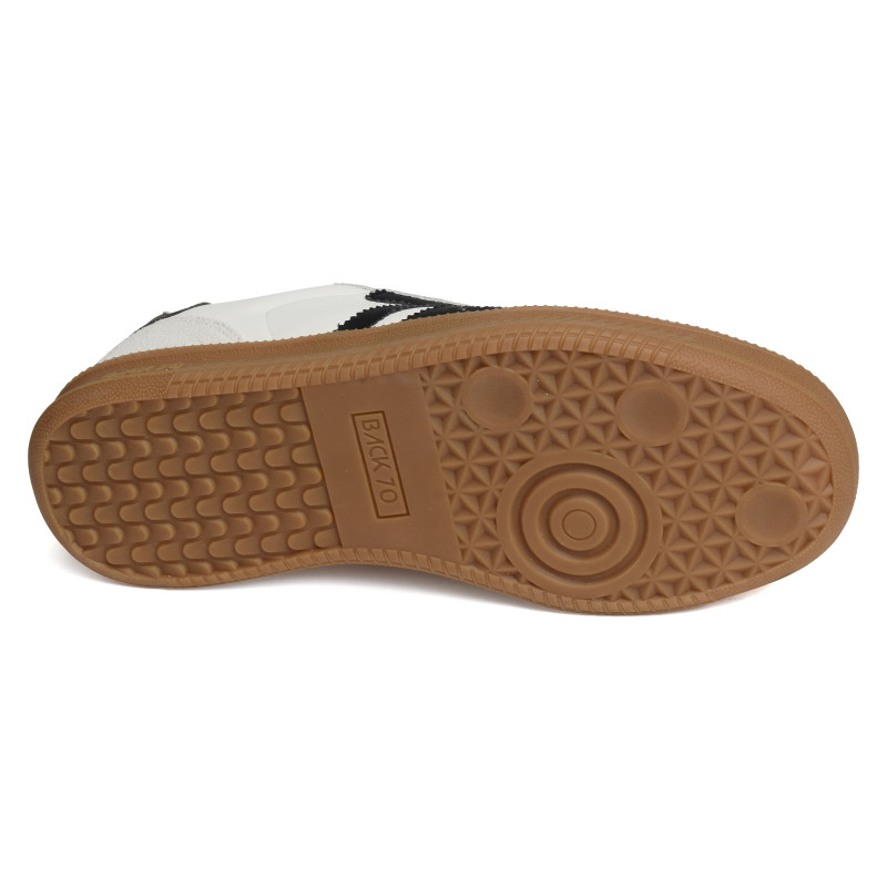 DOUBLE LEATHER Blanc Noir, Baskets Mode Back 70