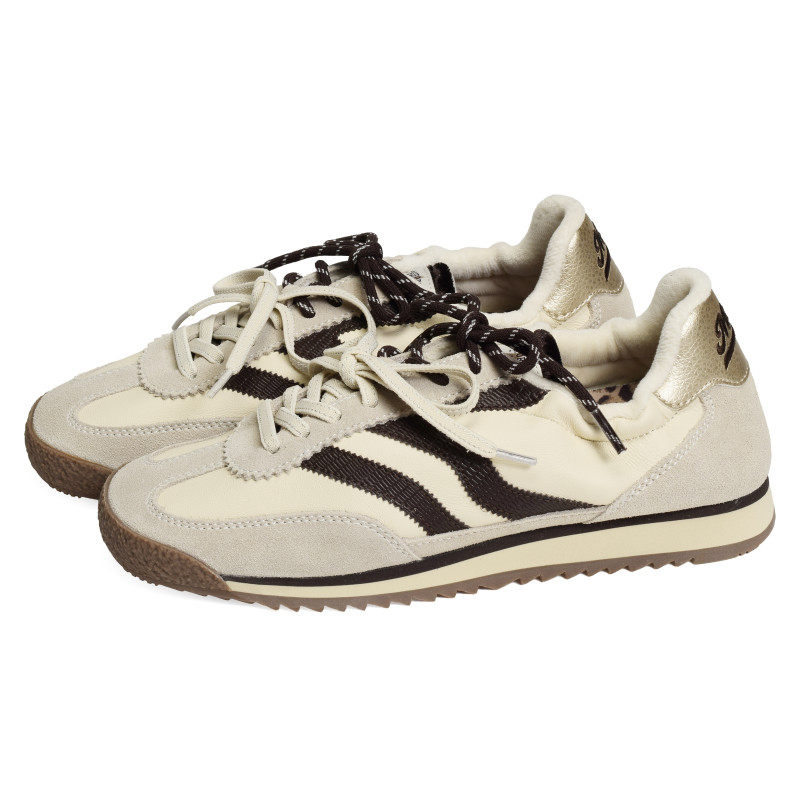 UTAH CUIR Beige Marron, Baskets Mode MRP Star