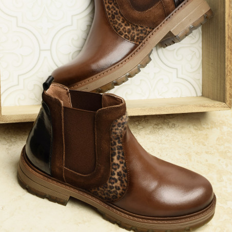 CV5051 Marron Léopard, Chelsea boots Rock & Rose