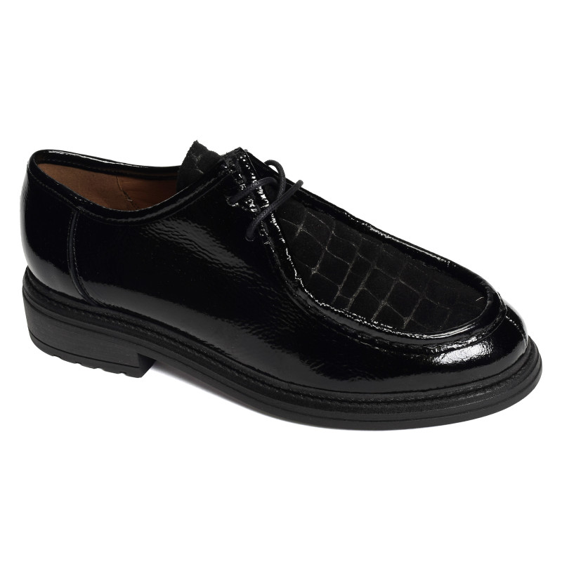 CV6407 Verni Noir, Richelieus Rock & Rose