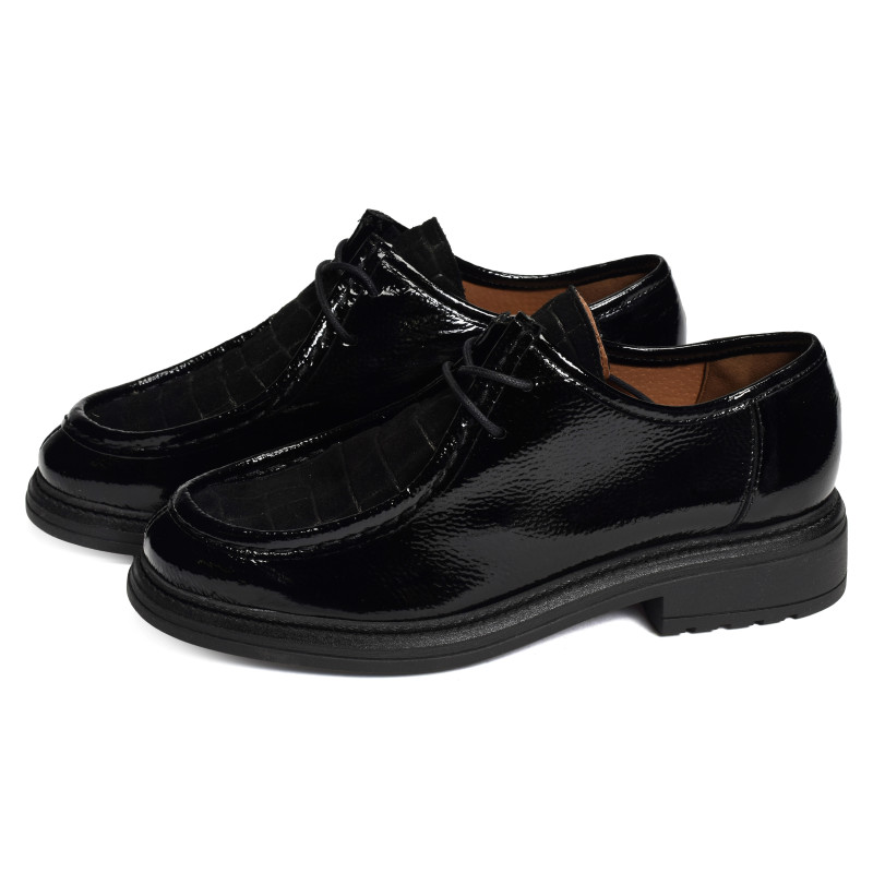 CV6407 Verni Noir, Richelieus Rock & Rose