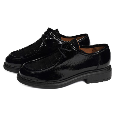 CV6407 Verni Noir, Richelieus Rock & Rose