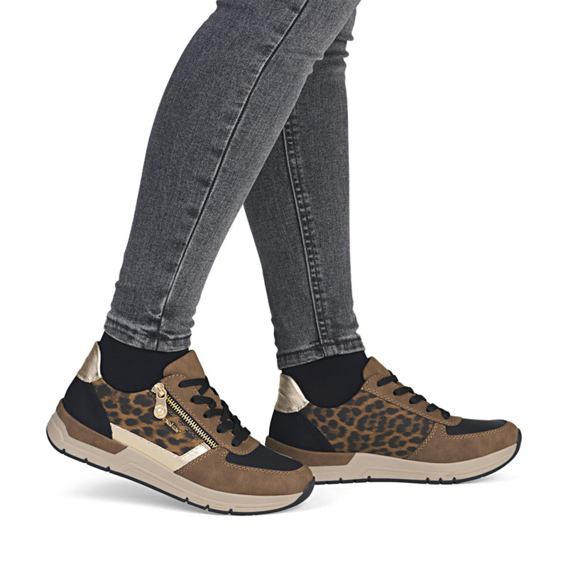 58902 Marron Léopard, Baskets running Rieker
