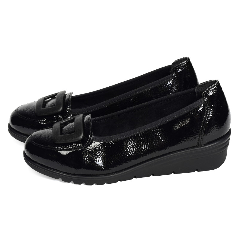 L5362 Verni Noir, Ballerines Rieker